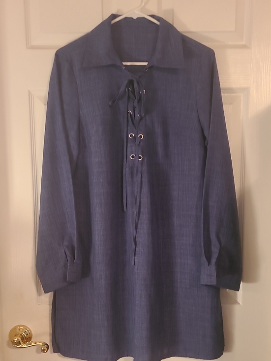 Dresses & Skirts - Navy Blue Lace-Up Tunic Dress